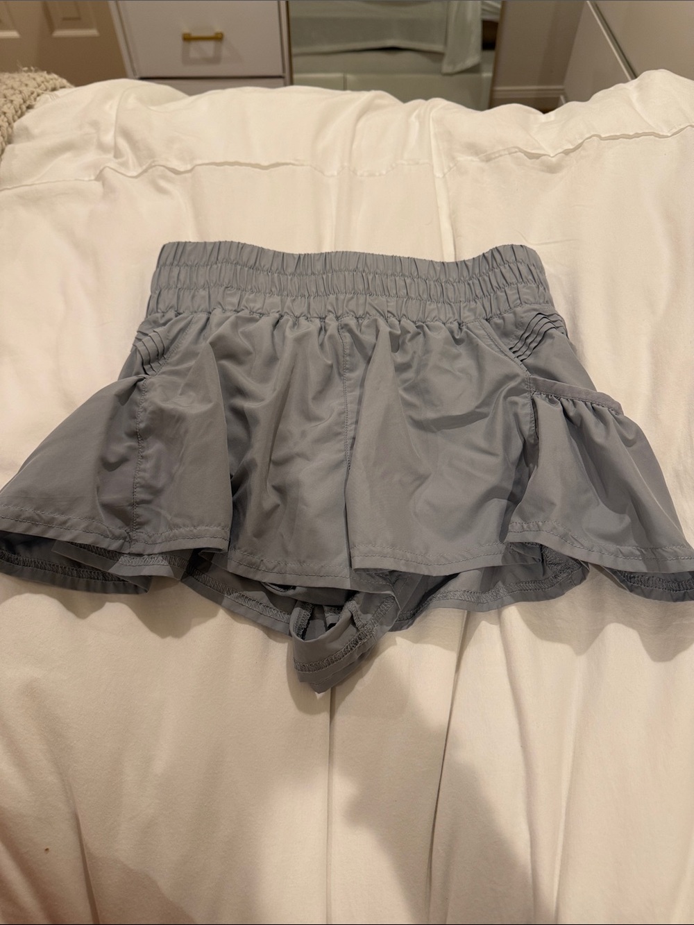 Free People Light Gray Ruffle Skort